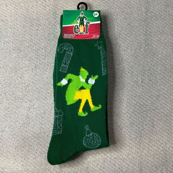 ELF Movie Christmas Socks 2 Pairs NWT Smiling is my Favorite Gift - Picture 1 of 7